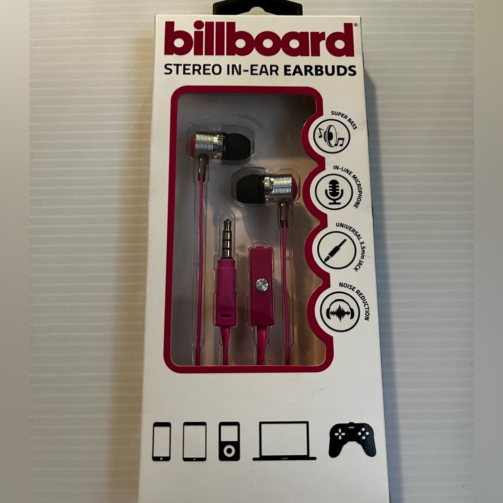 Billboard Pink EarBuds with microphone